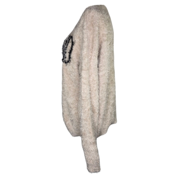 Andrée by Unit WEEKEND Fuzzy Sweater Beige Black Plus Size 1X Cozy Pullover - Picture 3 of 7